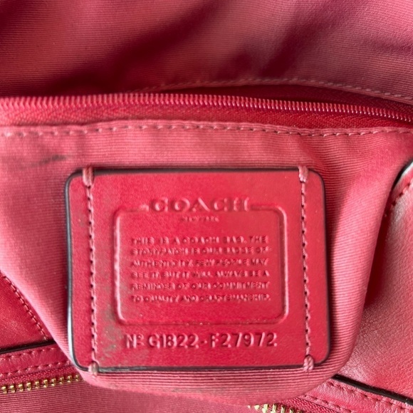 Coach EUC Red Leather Trim and Signature Print Handbag with matching wallet - Picture 7 of 7